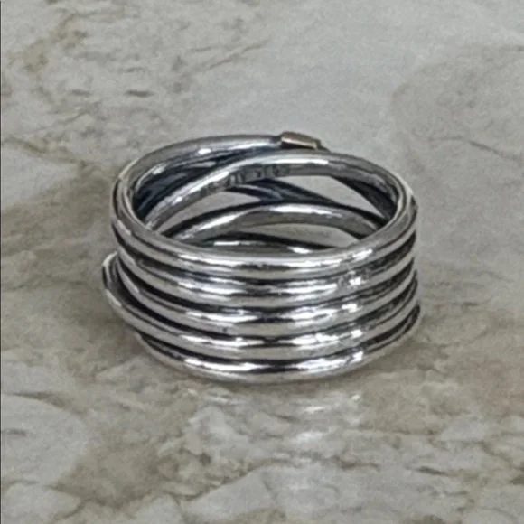 PANDORA 14K Gold & 925 Sterling Silver Rope Ring 190383 Retired Stamped 925 Ale - Picture 4 of 11